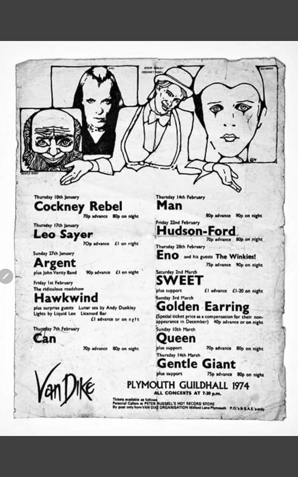 Faulty Golden Earring March 03 1974 show date on Plymouth - Guildhall show overview